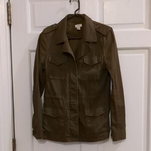 Women's Olive Green Military Style Jacket J Crew XS